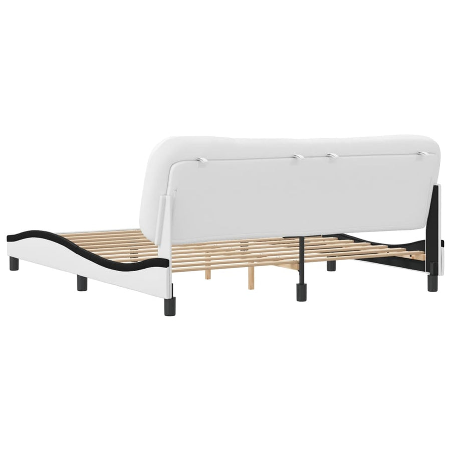 Bedframe Met Hoofdbord Kunstleer Wit En Zwart 180X200 Cm