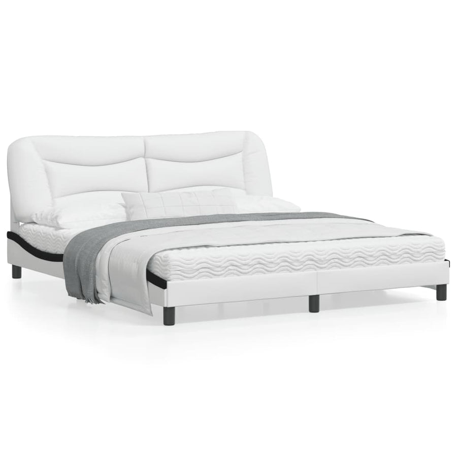 Bedframe Met Hoofdbord Kunstleer Wit En Zwart 180X200 Cm