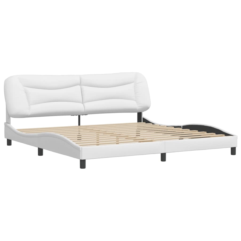 Bedframe Met Hoofdbord Kunstleer Wit 200X200 Cm