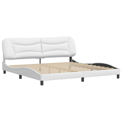 Bedframe Met Hoofdbord Kunstleer Wit 200X200 Cm