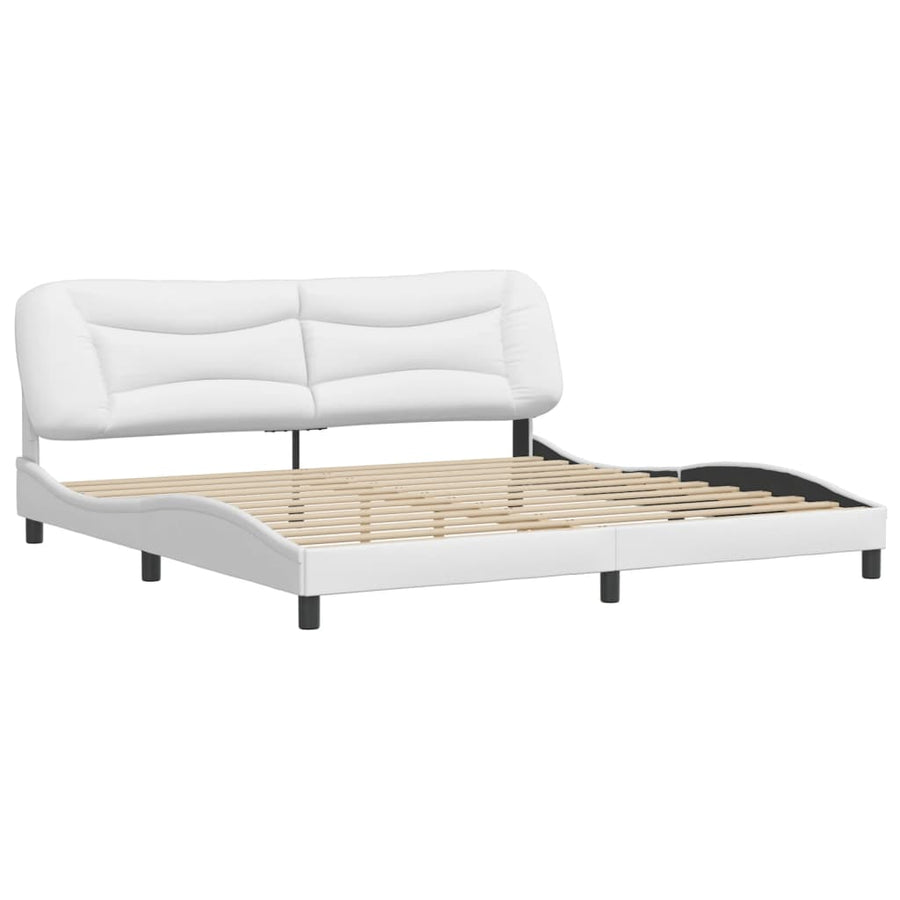 Bedframe Met Hoofdbord Kunstleer Wit 200X200 Cm