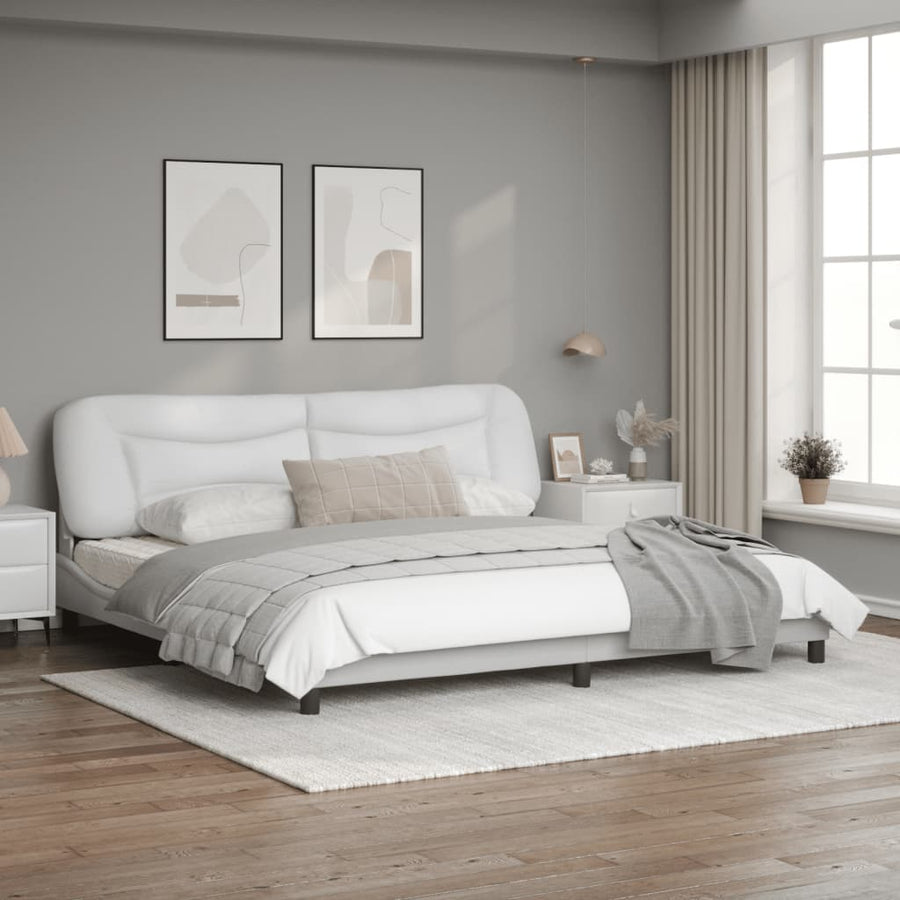 Bedframe Met Hoofdbord Kunstleer Wit 200X200 Cm
