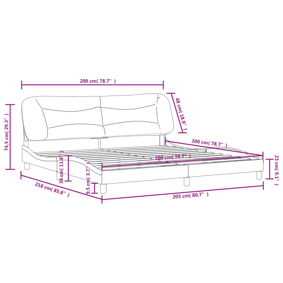 Bedframe Met Hoofdbord Kunstleer Wit 200X200 Cm