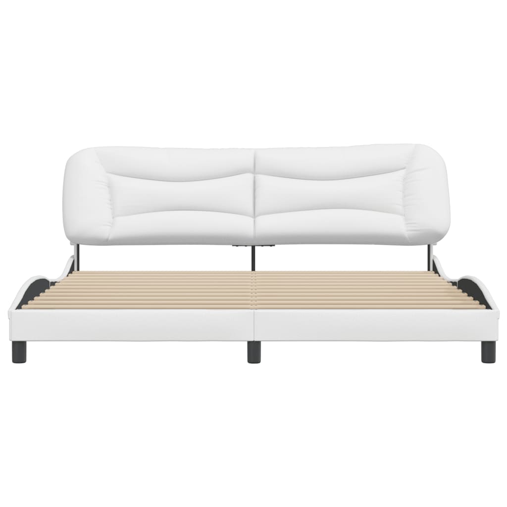 Bedframe Met Hoofdbord Kunstleer Wit 200X200 Cm