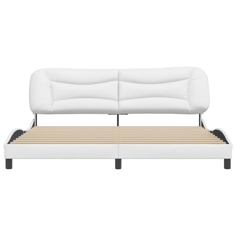 Bedframe Met Hoofdbord Kunstleer Wit 200X200 Cm