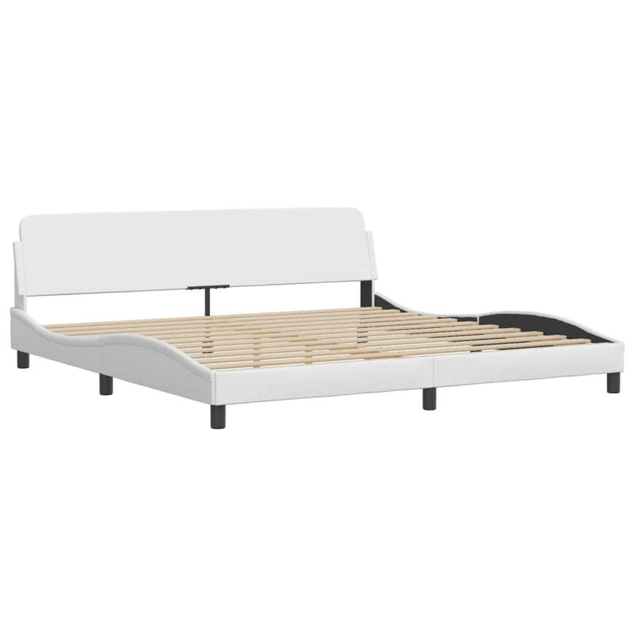 Bedframe Met Hoofdbord Kunstleer Wit 200X200 Cm