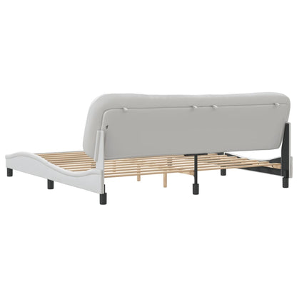 Bedframe Met Hoofdbord Kunstleer Wit 200X200 Cm