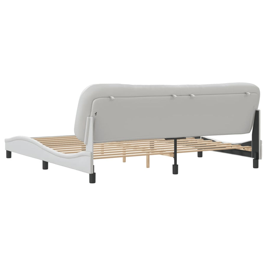 Bedframe Met Hoofdbord Kunstleer Wit 200X200 Cm