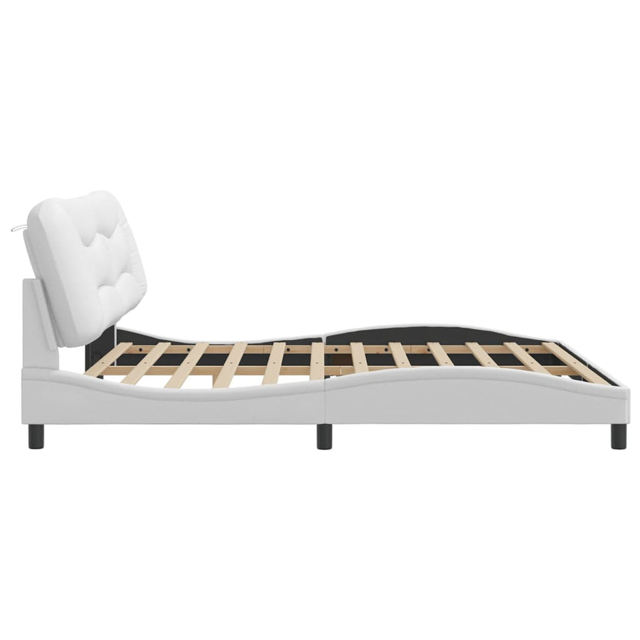 Bedframe Met Hoofdbord Kunstleer Wit 200X200 Cm