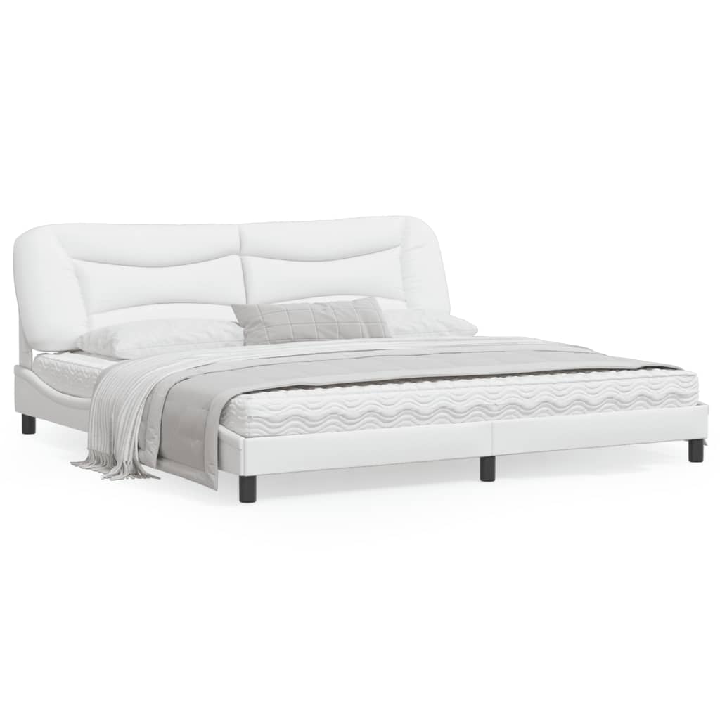 Bedframe Met Hoofdbord Kunstleer Wit 200X200 Cm