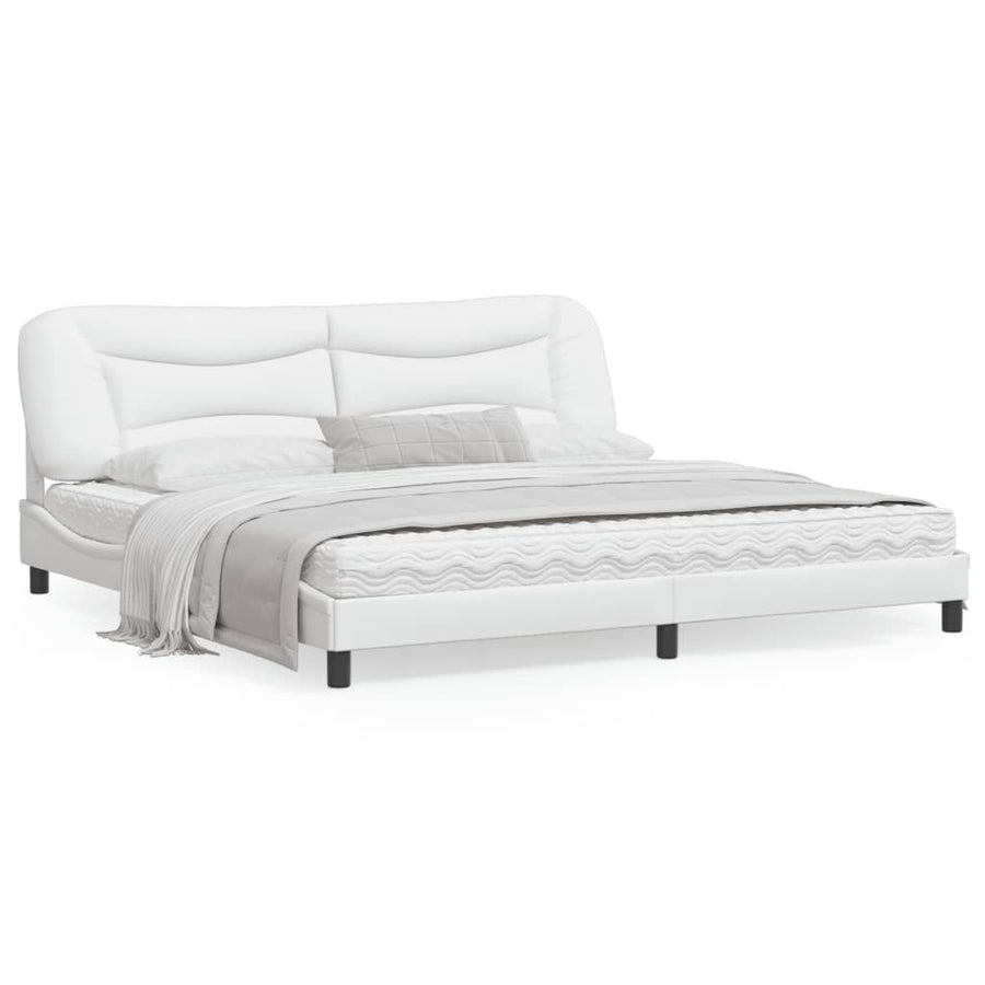 Bedframe Met Hoofdbord Kunstleer Wit 200X200 Cm