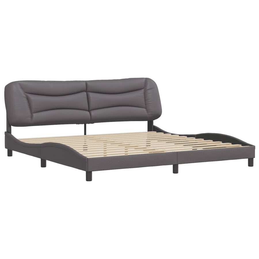 Bedframe Met Hoofdbord Kunstleer Grijs 200X200 Cm