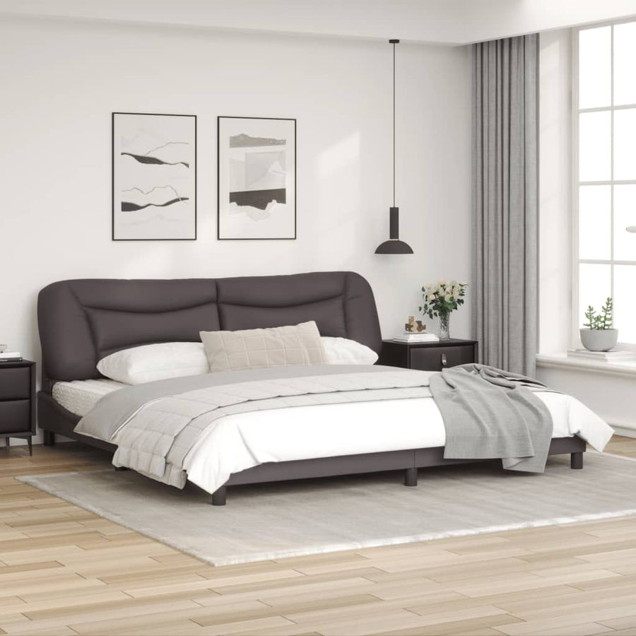 Bedframe Met Hoofdbord Kunstleer Grijs 200X200 Cm