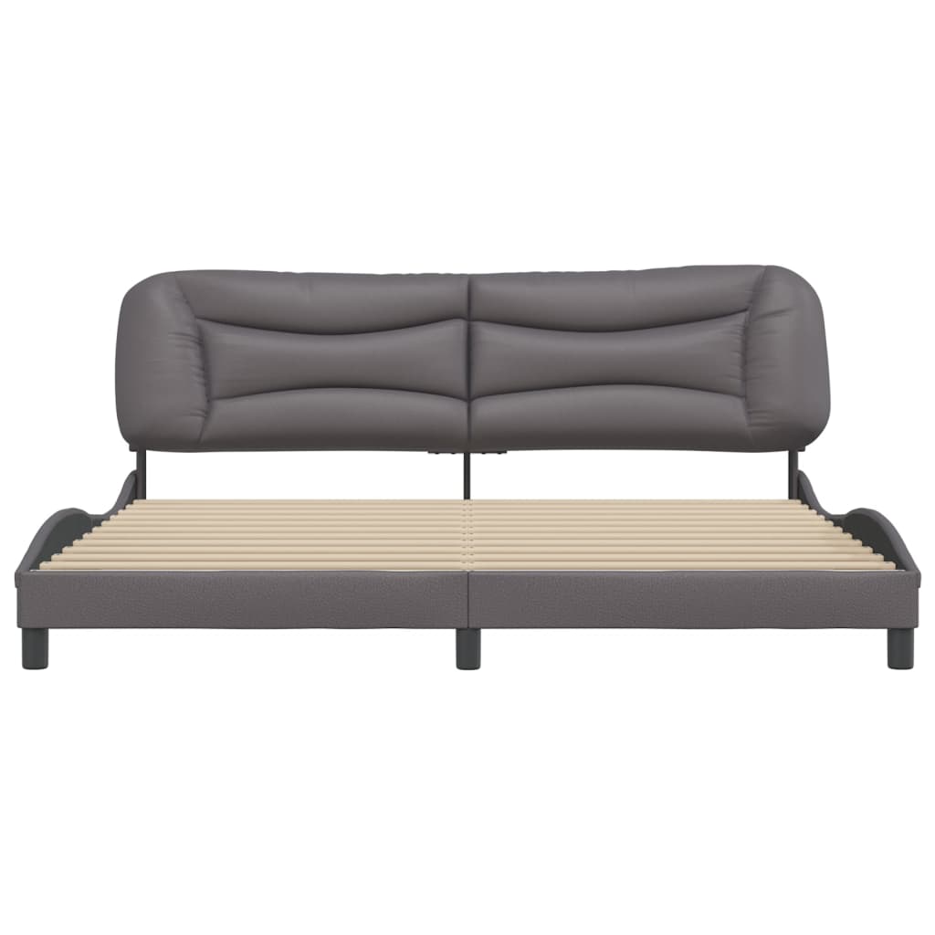 Bedframe Met Hoofdbord Kunstleer Grijs 200X200 Cm