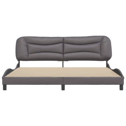 Bedframe Met Hoofdbord Kunstleer Grijs 200X200 Cm