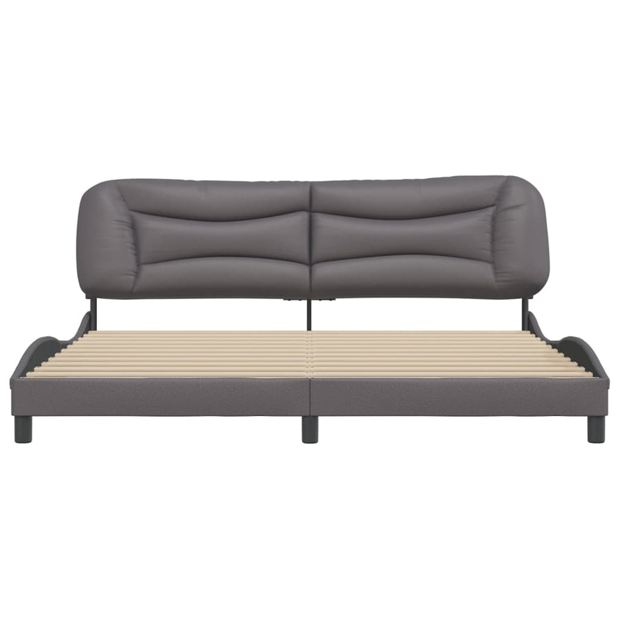 Bedframe Met Hoofdbord Kunstleer Grijs 200X200 Cm