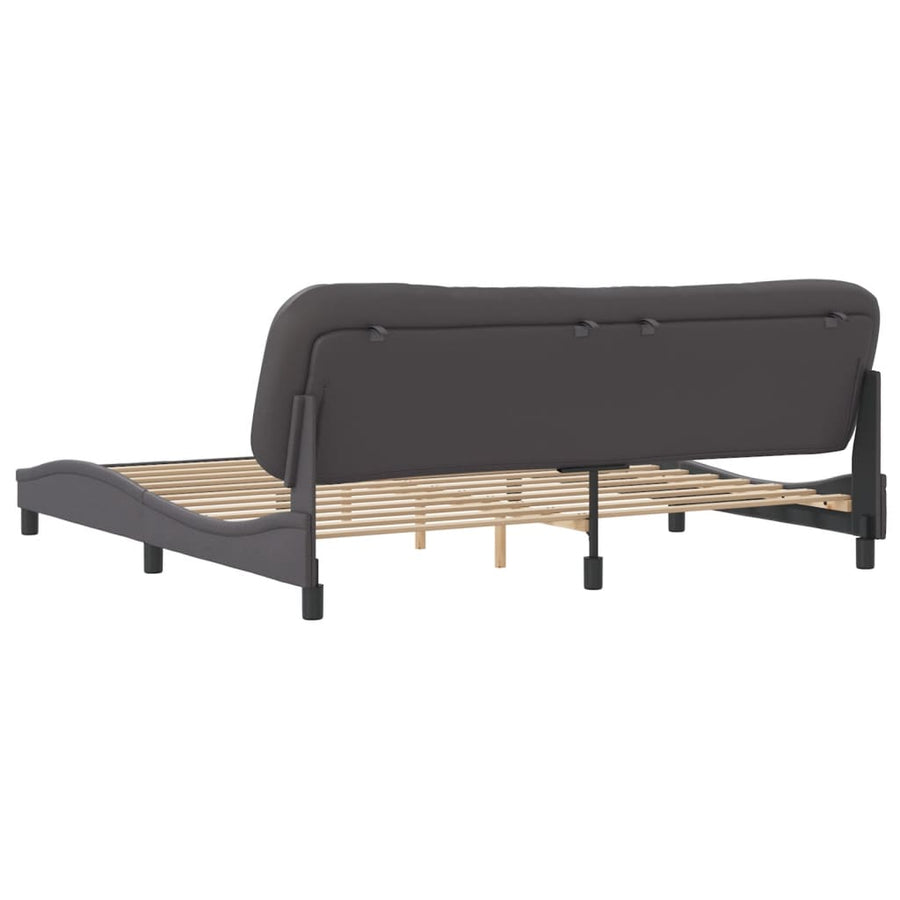 Bedframe Met Hoofdbord Kunstleer Grijs 200X200 Cm