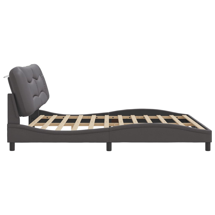 Bedframe Met Hoofdbord Kunstleer Grijs 200X200 Cm