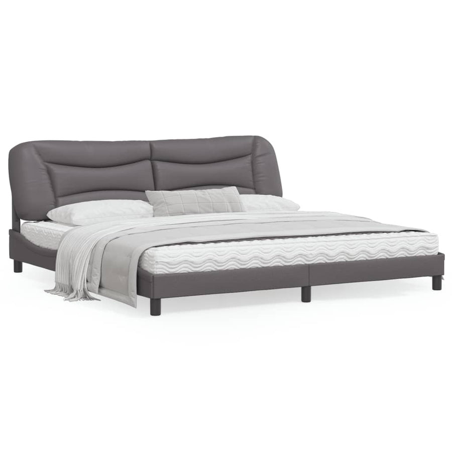 Bedframe Met Hoofdbord Kunstleer Grijs 200X200 Cm
