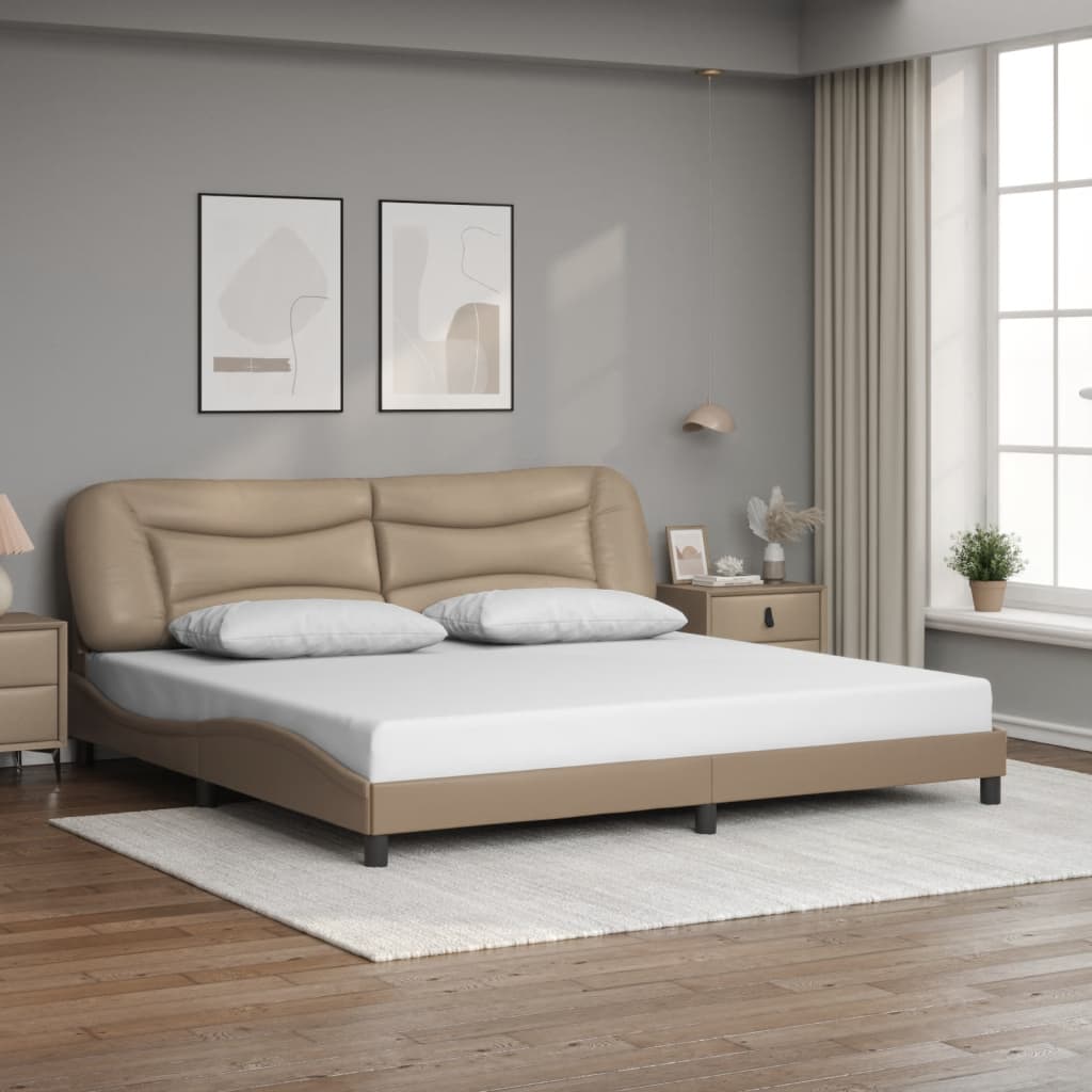 Bedframe zonder matras "Hvar" kunstleer cappuccinokleurig 200x200 cm