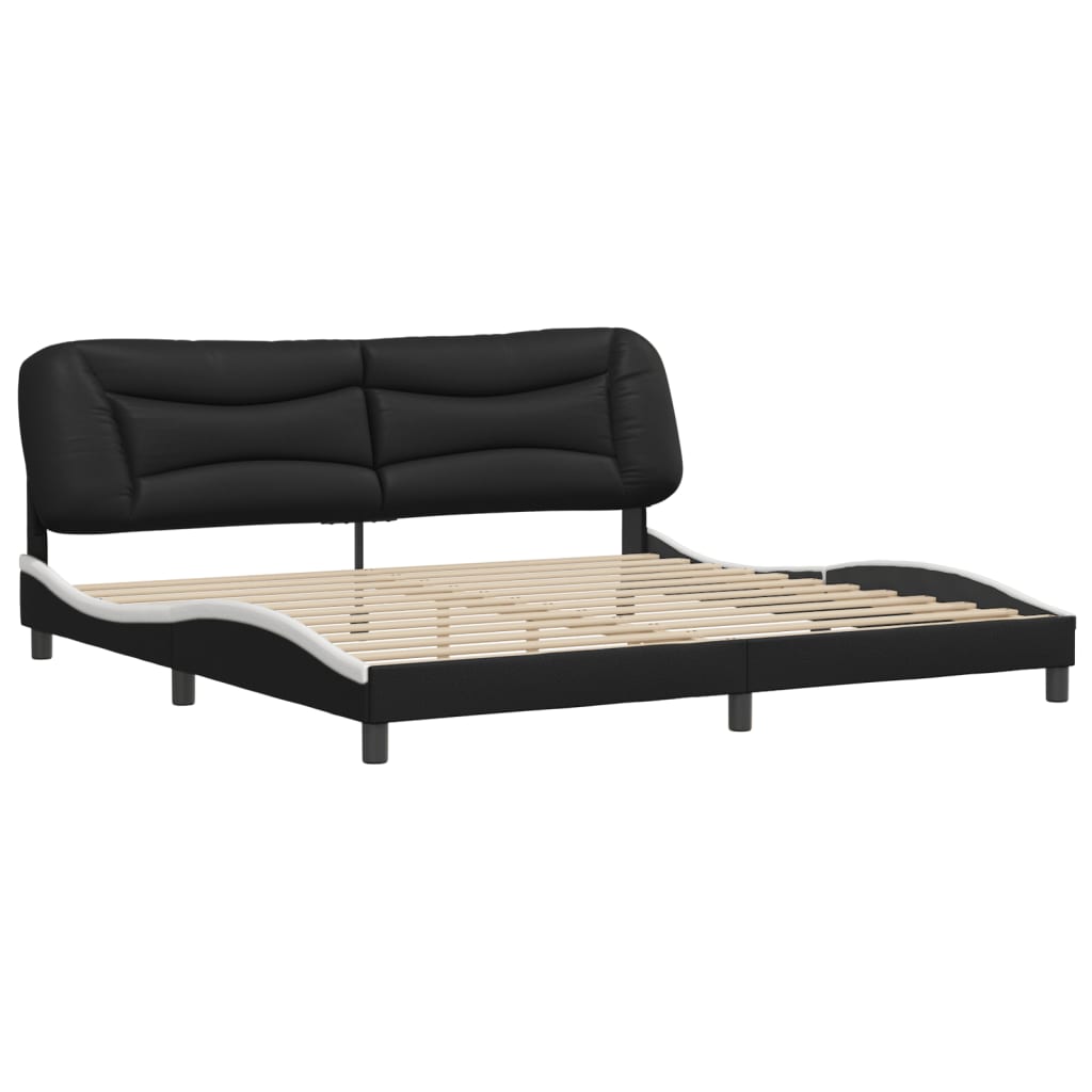 Bedframe Met Hoofdbord Kunstleer 200 x 200 cm Zwart en wit