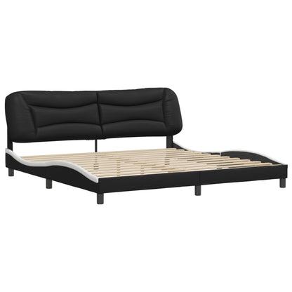 Bedframe Met Hoofdbord Kunstleer 200 x 200 cm Zwart en wit