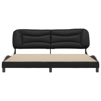 Bedframe Met Hoofdbord Kunstleer 200 x 200 cm Zwart en wit