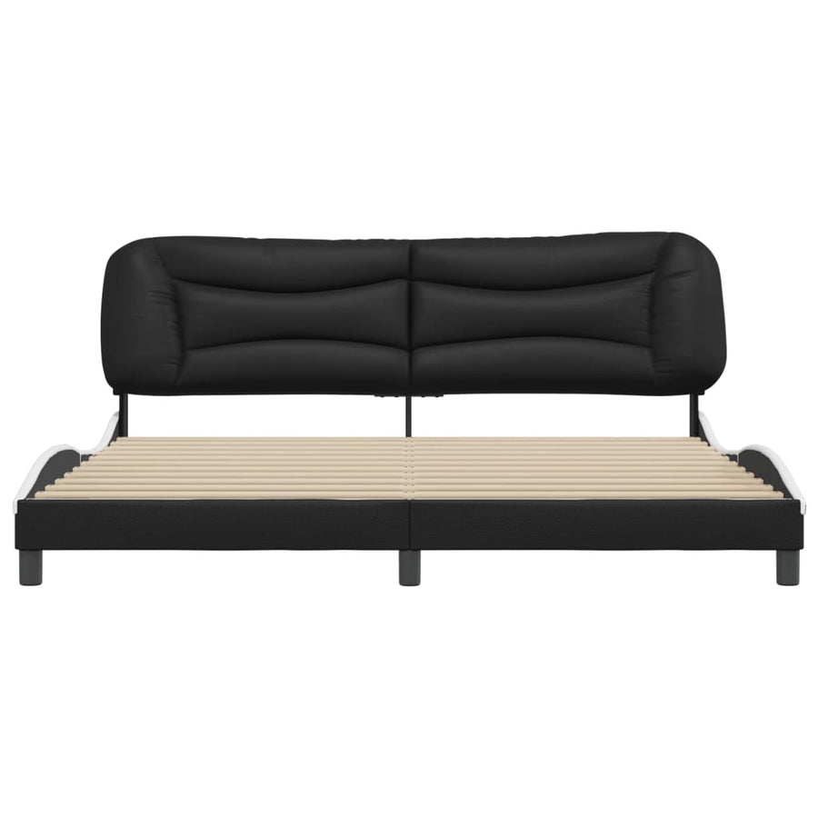 Bedframe Met Hoofdbord Kunstleer 200 x 200 cm Zwart en wit