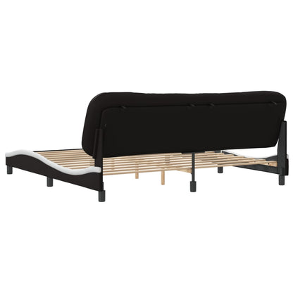 Bedframe Met Hoofdbord Kunstleer 200 x 200 cm Zwart en wit