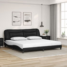 Bedframe kunstleer 200x200 cm zwart wit