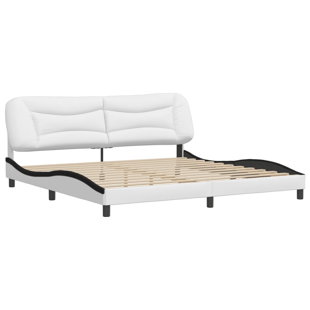 Bedframe Met Hoofdbord Kunstleer Wit En Zwart 200X200 Cm