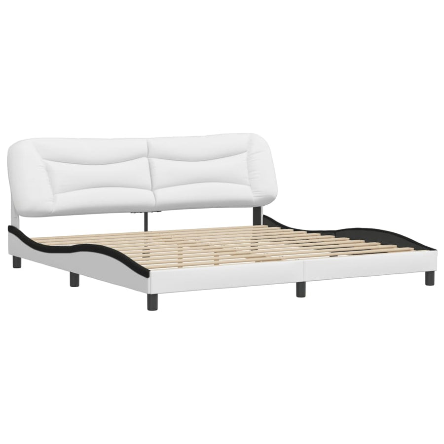 Bedframe Met Hoofdbord Kunstleer Wit En Zwart 200X200 Cm