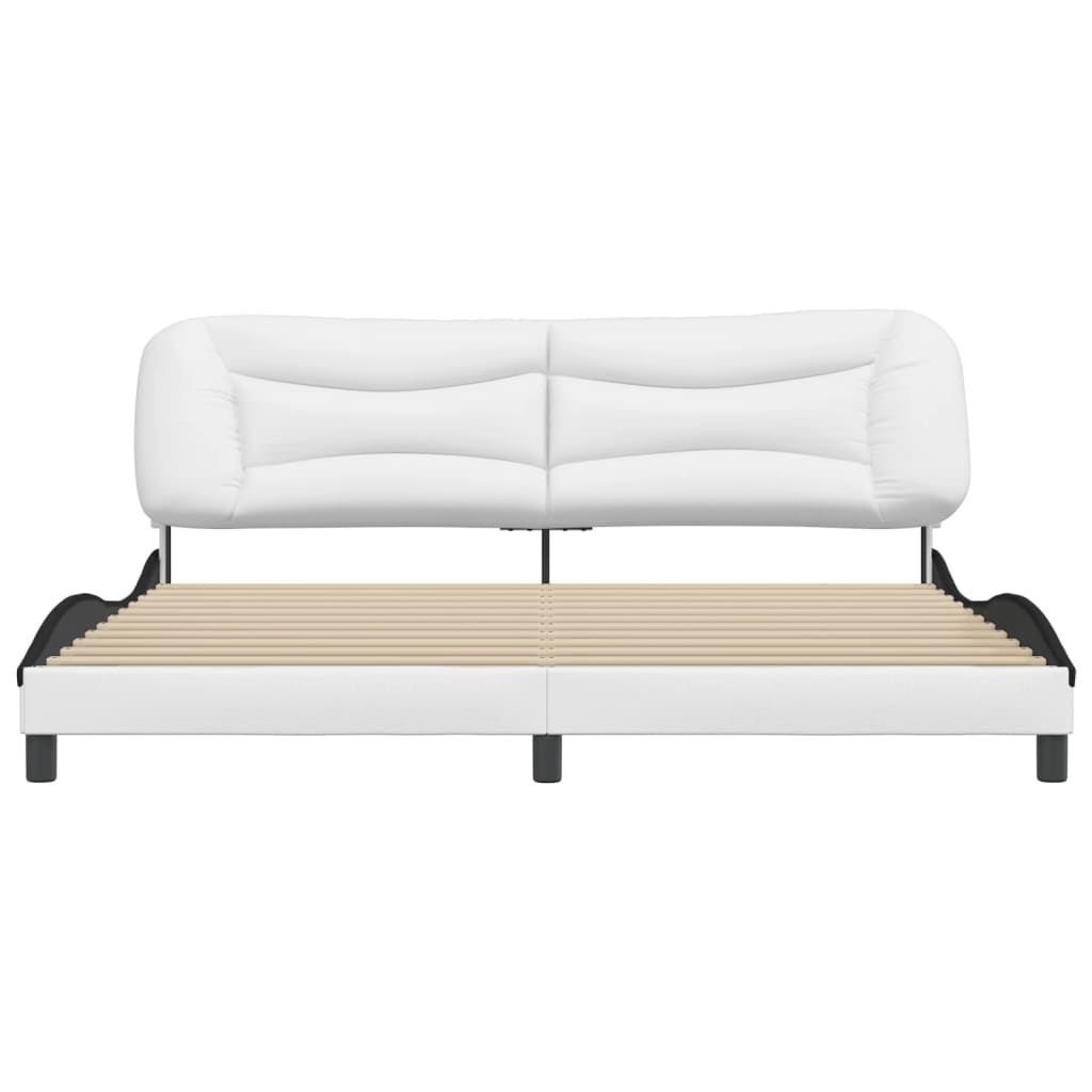 Bedframe Met Hoofdbord Kunstleer Wit En Zwart 200X200 Cm