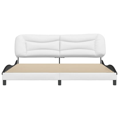 Bedframe Met Hoofdbord Kunstleer Wit En Zwart 200X200 Cm