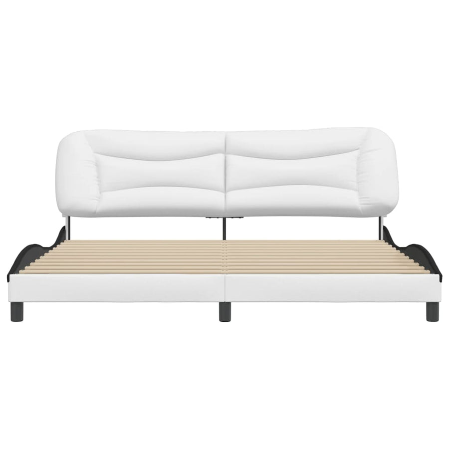 Bedframe Met Hoofdbord Kunstleer Wit En Zwart 200X200 Cm