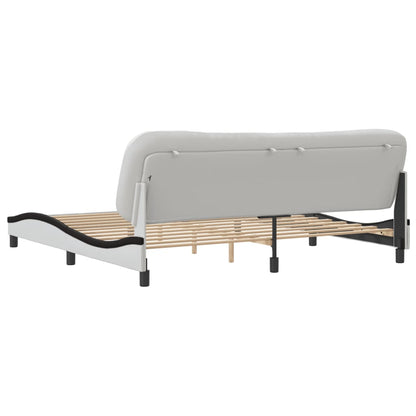 Bedframe Met Hoofdbord Kunstleer Wit En Zwart 200X200 Cm