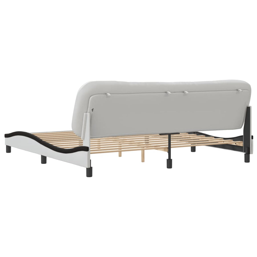 Bedframe Met Hoofdbord Kunstleer Wit En Zwart 200X200 Cm