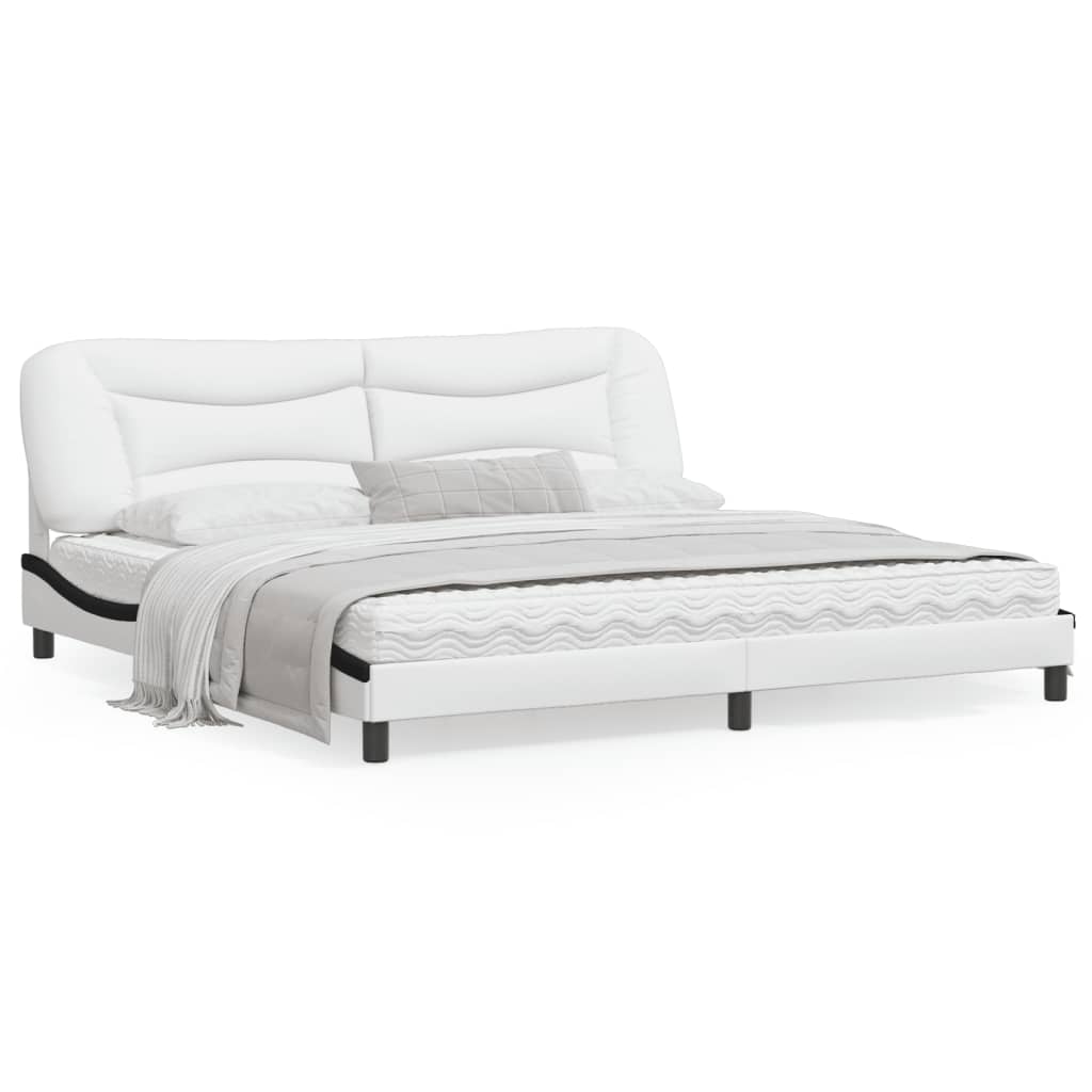 Bedframe Met Hoofdbord Kunstleer Wit En Zwart 200X200 Cm