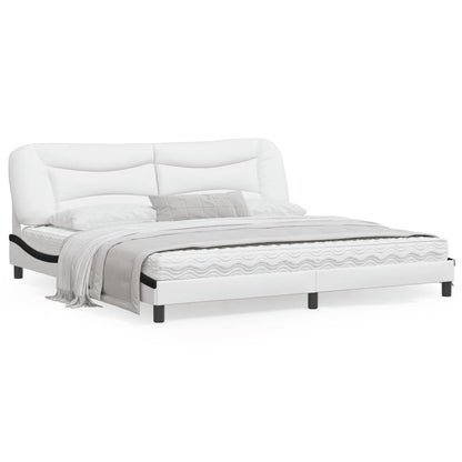 Bedframe Met Hoofdbord Kunstleer Wit En Zwart 200X200 Cm