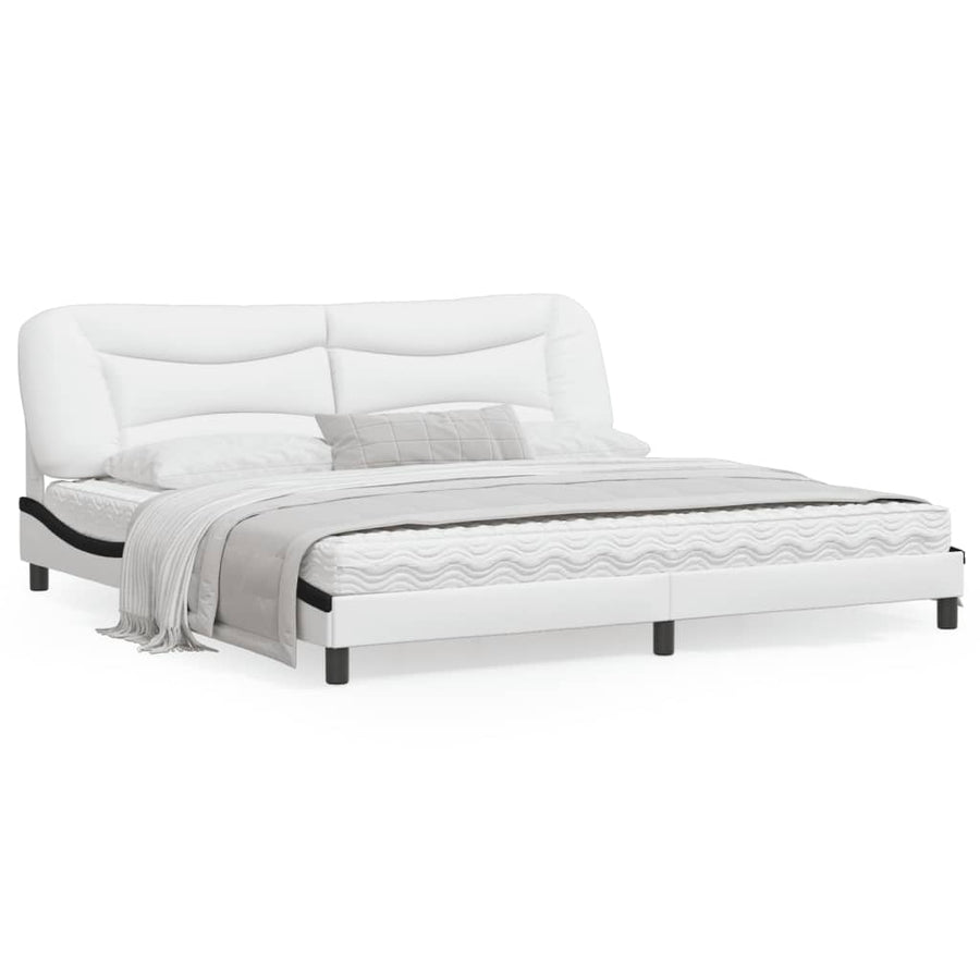 Bedframe Met Hoofdbord Kunstleer Wit En Zwart 200X200 Cm