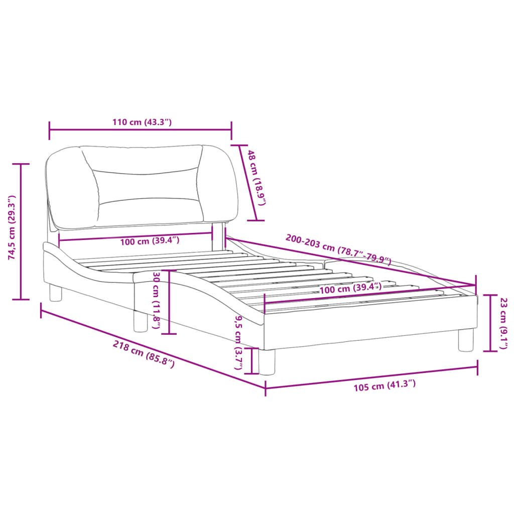 Bedframe zonder matras "Hvar" kunstleer wit 100x203 cm
