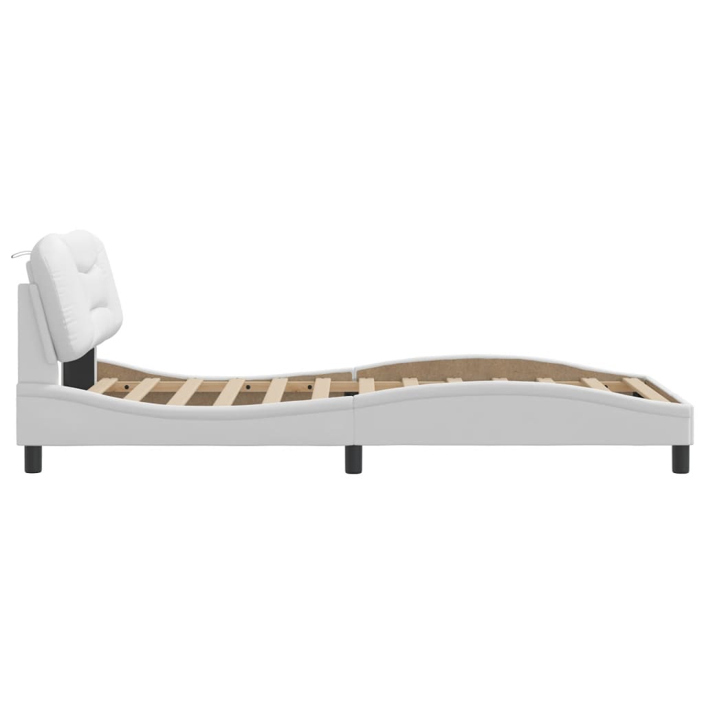 Bedframe zonder matras "Hvar" kunstleer wit 100x203 cm