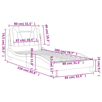 Bedframe Met Hoofdbord Kunstleer Zwart 80X200 Cm