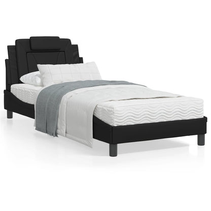 Bedframe Met Hoofdbord Kunstleer Zwart 80X200 Cm