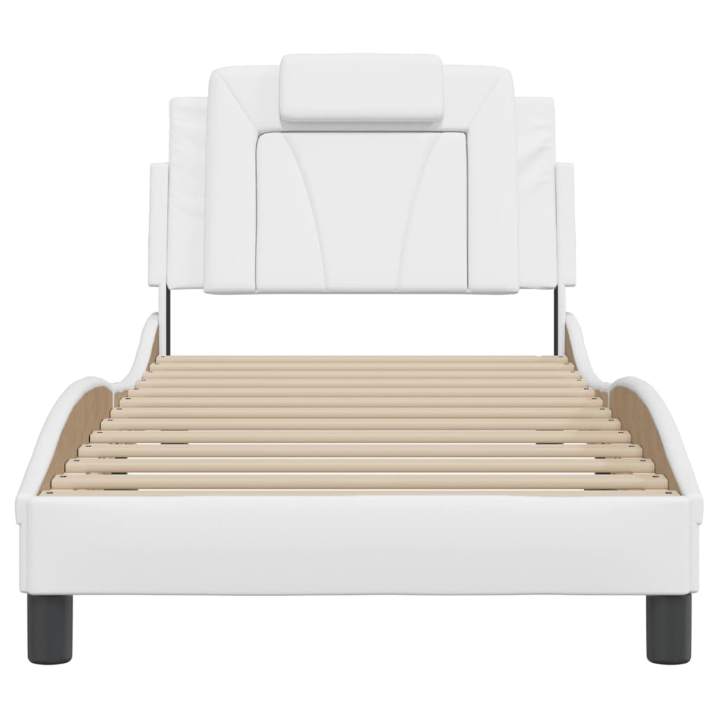 Bedframe Met Hoofdbord Kunstleer Wit 80X200 Cm
