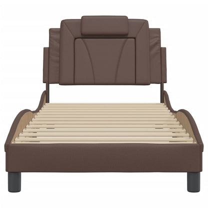 Bedframe Met Hoofdbord Kunstleer Bruin 80X200 Cm