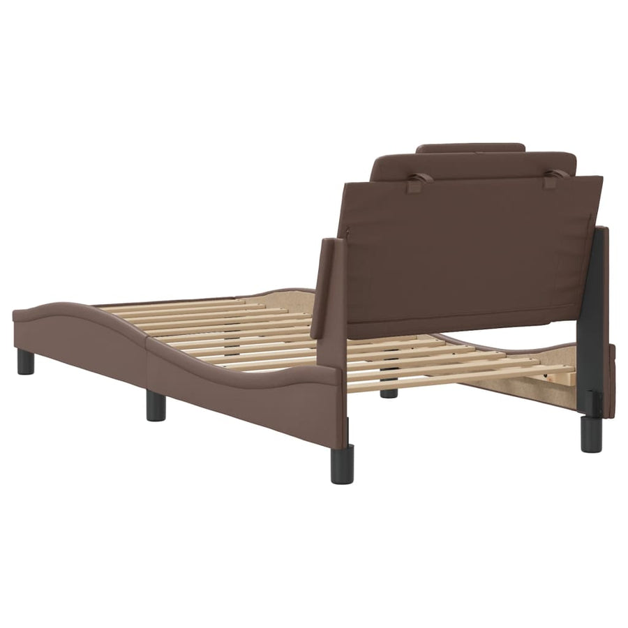 Bedframe Met Hoofdbord Kunstleer Bruin 80X200 Cm