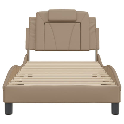 Bedframe Met Hoofdbord Kunstleer Cappucinnokleurig 80X200 Cm