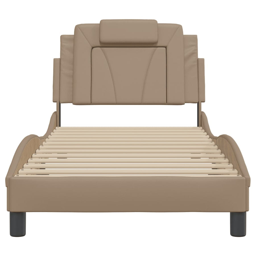 Bedframe Met Hoofdbord Kunstleer Cappucinnokleurig 80X200 Cm