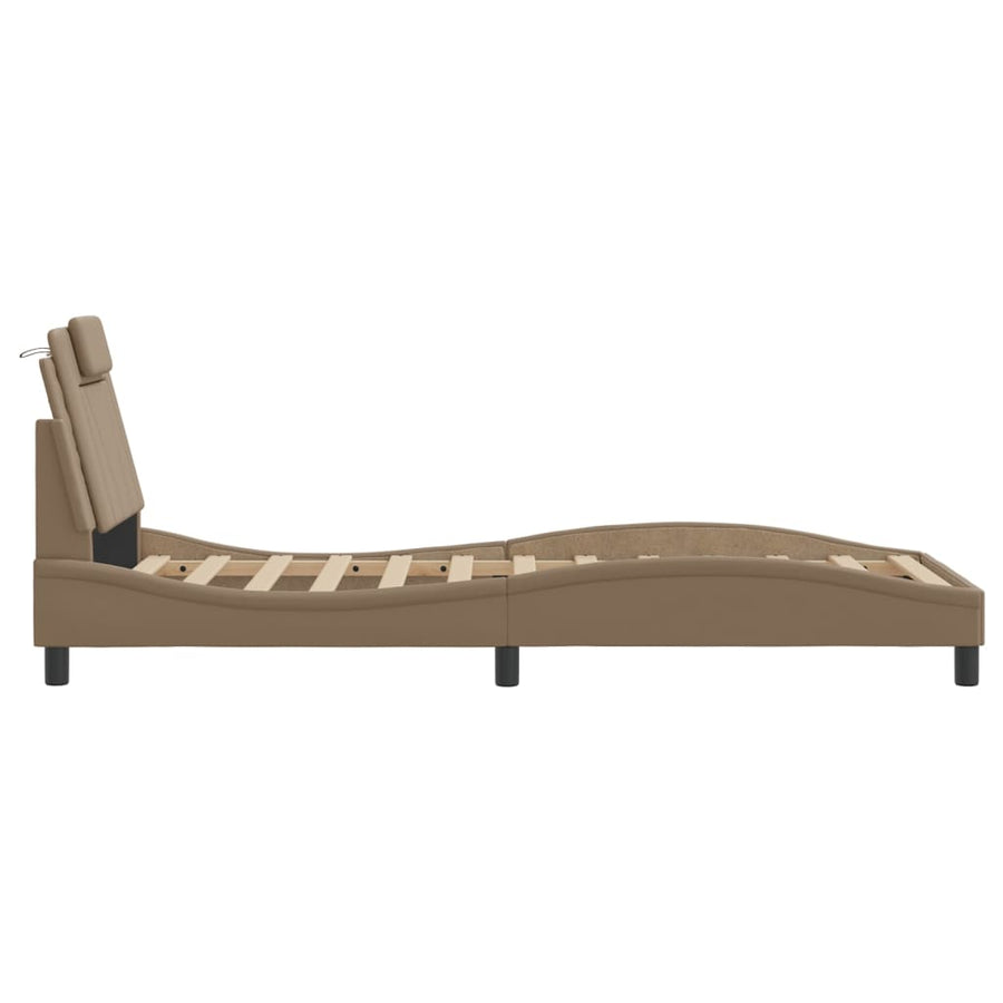 Bedframe Met Hoofdbord Kunstleer Cappucinnokleurig 80X200 Cm
